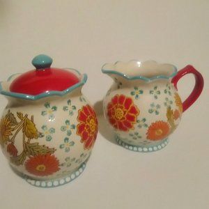 Dutch Wax for Anthropologie Ceramic Creamer & Sugar Bowl Set